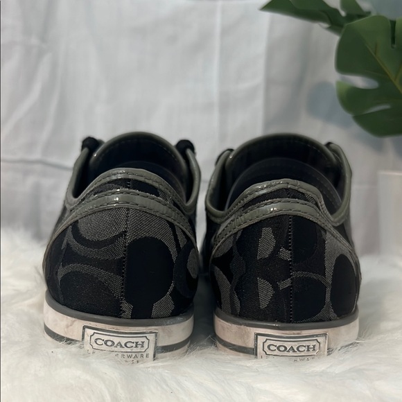 Coach Signature Francesca Black Gray Logo Sneakers Shoes - Picture 4 of 6